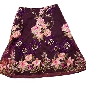 Eci New york Aline Skirt Size 8 Embroidered Lined Floral Knee-length NWOT